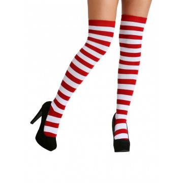 Adult Red and White Striped Socks - On Sale